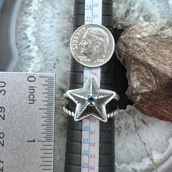 Carolyn Pollack Sterling Faceted London Blue Topaz Decorated Star Ring For Women - Picture 9 of 10